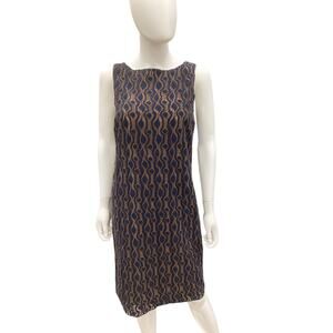 Piazza Sempione Women’s Dress Size M Sleeveless Made In Italy Navy & Beige